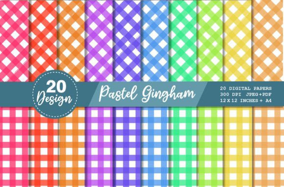 Download 20 Pastel Gingham Digital Paper Pattern - Digital Collection